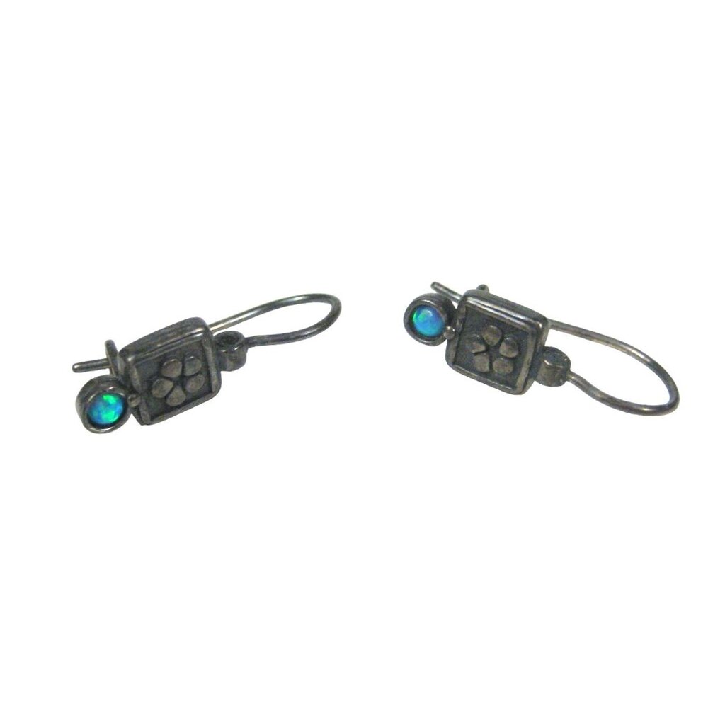 Sisae Vintage Sterling Silver 925 Blue Opal Drop Earrings
